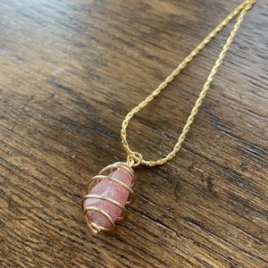 Pink Tourmaline 10K Gold Plated Necklace